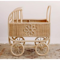 Beau landau de poupées en rotin en osier fait à la main avec matelas parfait landau de poupées pour votre enfant, cadeau et souvenir jouets pour enfants