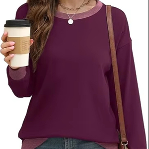 Sudadera bordada para mujer, ropa informal minimalista, sudadera de talla grande para mujer, ajuste cómodo de gran tamaño - Product Image 1