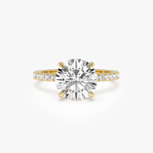 Magnífico Anillo de Compromiso con Diamante Cultivado en Laboratorio, Corte Redondo, Pavé, Halo Oculto, 2.40 Ct, E-F VS, Oro de 14K, Regalo de Aniversario de Bodas - Product Image 3