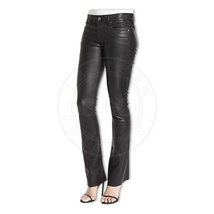 Pantalon en cuir pour femme-Pantalon à taille haute coupe ajustée pour femme - Product Image 1