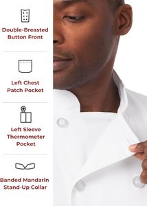Men <b>White</b> <b>Short</b> Sleeve Chef <b>Jacket</b> Cotton Breathable Work Fashion Uniform - Product Image 3