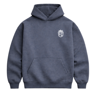 <b>Mens</b> Light <b>Navy</b> Oversized Hoodie Pullover 50% Cotton 50% Polyester Drop Shoulder Streetwear Relaxed Fit Winter Plain Dyed - Product Image 1