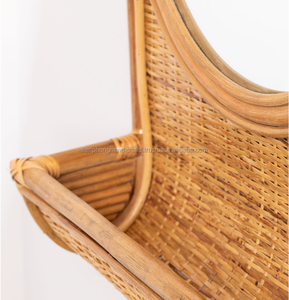 Espejo de pared de mimbre redondo estilo bohemio con almacenamiento Woban, decoración para el hogar, Hotel, restaurante, hecho en Vietnam - Product Image 4