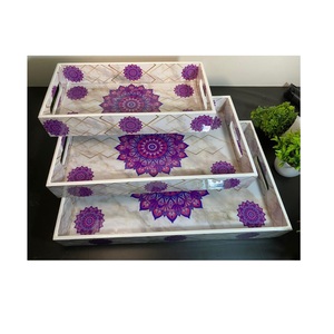 Bandeja para servir con incrustaciones de resina MDF de tamaño personalizado de alta calidad, botánica segura para alimentos diseñada para cocina, hogar, Hotel - Product Image 1