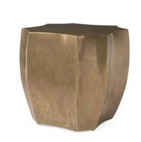 Tabouret d'appoint en métal au design unique, tabouret rond en aluminium fait à la main, console en incrustation d'os pour le salon