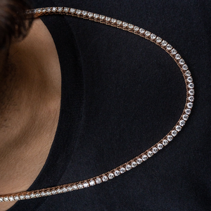 Lab Grown Diamond <b>Tennis</b> Chain 925 Sterling Rose Gold Plated Hip Hop Style for Women Men Fine Jewelry - Product Image 3