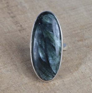 Green Seraphinite Oval Gemstone <b>Ring</b> In 925 Sterling Silver Gift for her - Product Image 1