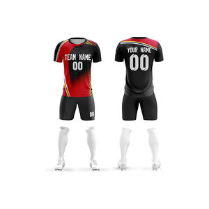 Camiseta de fútbol de poliéster 100% con pantalones cortos de secado rápido uniformes Unisex de calidad superior último diseño servicio OEM para hombres adultos - Product Image 2