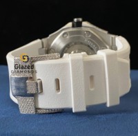 Reloj de pulsera para hombre, estilo hip hop, con diamantes brillantes redondos de corte brillante, cultivados en laboratorio, que pasan la prueba del probador, con esfera analógica de cristal de acero inoxidable.