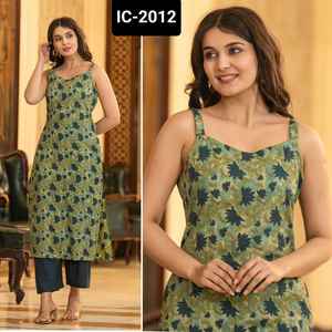 Indian Ethnic Wear Fancy Sleeveless Cotton Printed Kurti For Regular and Office wear with Lowest Price and Best Quality <b>Kurtis</b> - Product Image 2