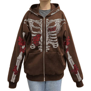 Sudadera con cremallera completa de alta calidad, sudadera con cremallera de algodón 100% de peso pesado, sudadera con cremallera completa con diamantes de imitación, sudadera con cremallera de cara completa personalizada - Product Image 5