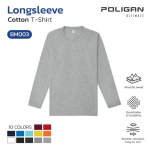 Camisetas personalizadas cuello redondo Unisex manga larga en blanco TC tela resistente a las arrugas sin hierro de alta calidad 160 GMS - Product Image 2