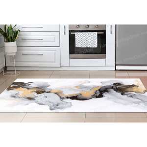 Tapis imprimé marbre gris et or : doux, mignon, salon, décoration murale, cuisine, salle de bain, tapis en chenille - Product Image 1