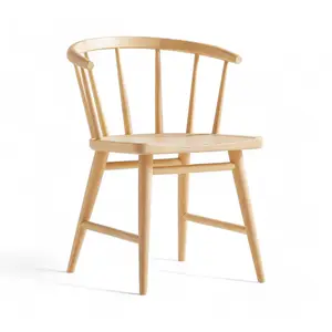 Chaises en bois de style nordique avec pieds ronds en bois naturel couleur luxe Windsor chaise de salle à manger pour meubles de salle à manger