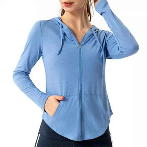 Women Running Workout Wear Yoga <b>Gym</b> <b>Jacket</b> Outdoor Sports Slim Full Zipper Long Sleeve Hoodie Women - Product Image 6