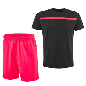 Uniformes de tennis à manches courtes pour hommes avec logo personnalisé respirant et imprimé numériquement - Product Image 1