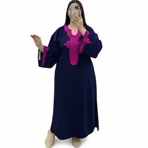 Women Plus Size Abaya With Embroidery Detail Three Quarter Sleeve Modest <b>Dress</b> A Length Loose Fit Daily Wear Middle East Style - Product Image 6