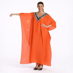 Naranja Poly Ggt elegante Kaftan escote en V manga completa hendidura cada lado transpirable Fitness fiesta desgaste para adultos elegante leopardo - Product Image 2