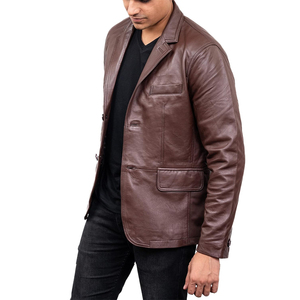 Chaqueta de cuero transpirable de cuero de vaca a prueba de viento con relleno de algodón 100% de alta calidad para hombre - Product Image 2