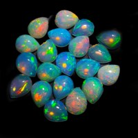 Mélange d'opale éthiopienne naturelle, Cabochon de poire Multi Fire Welo Opal, Lot de pierres précieuses en vrac-3x4, 4x6, 5x7, 6x9, 7x10, 9x12, 10x14mm