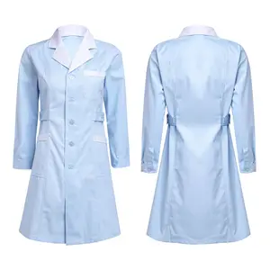 Women Nurse Uniforms Medical Designs Doctor Light Blue Lab Coat owns Scrubs Doctor Jacket Medical Laboratory Long Coat