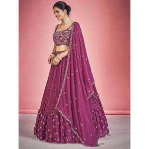 Adorable Lehenga Choli Rosa de Georgette para Bodas con Trabajo de Espejo, Conjunto Nupcial Elegante y con Estilo - Product Image 5