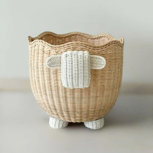 Panier de rangement pour jouets d'enfants en forme de rhinocéros, panier en rotin, paniers pour enfants avec couvercle - Product Image 2