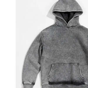 Contrast Stitch Acid Wash Men Hoodies With Unique <b>Detailing</b> And Rugged Vintage Look For men's hoodies - Product Image 3