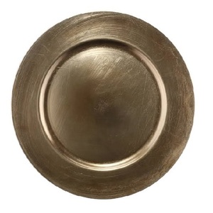 Assiette de chargeur en argent martelé avec bordure florale Design rond élégant pour la fête de banquet de mariage et la décoration de table à la maison - Product Image 5