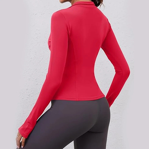 Breathable 100% Polyester Women's Long Sleeve <b>Mesh</b> Sports ZIP Jacket Pockets For Yoga Jogging Running Women's Yoga Jacket - Product Image 3
