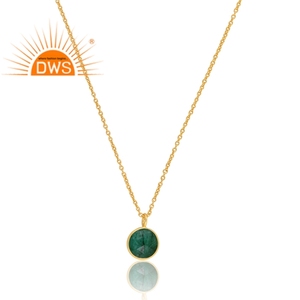 Meilleure vente Collier pendentif en argent sterling plaqué or 18 carats avec émeraude naturelle et corindon Collier Demi Fine Jewelry Fabricant - Product Image 2