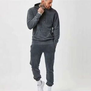 Más tamaño personalizado de gran tamaño lavado ácido secado rápido Color sólido sudor 100% algodón hombres chándales - Product Image 5