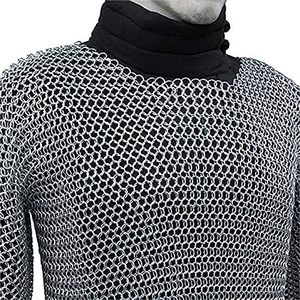 Armure en mailles d'argent poli, imitation antique, en aluminium, avec coiffe, par Calvin Handicraft - Product Image 3