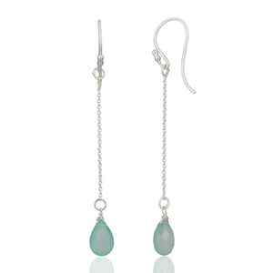 Prehnite Chalcedony Gemstone Earrings <b>Fine</b> <b>Silver</b> Jewelry Designer Solid 925 <b>Silver</b> <b>Chain</b> Drop Earrings Manufacturer - Product Image 4