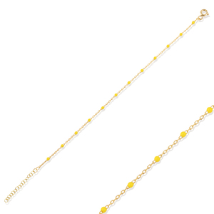 สร้อยข้อมือดีไซน์เคลือบสีเหลือง ชุบทอง ชุบโรเดียม งานฝีมือตุรกี เงินแท้ 925 - Product Image 1