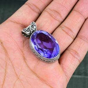 Colgante de tanzanita natural hecho a mano, colgante de plata de ley 925, joyería elegante, collar de piedras preciosas, regalo de joyería de diseñador antiguo - Product Image 3