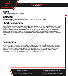 Élévateur périosteux Converse, instrument chirurgical ORL, acier inoxydable de qualité médicale, outil de précision pour la dissection osseuse - Product Image 5