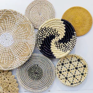 Offre Spéciale ensemble de 13 assiettes murales tissées en jonc de mer/décoration murale suspendue fabriquées au Vietnam TienPhong artisanat - Product Image 2
