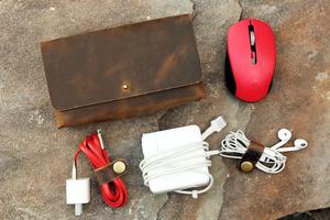 อุปกรณ์เสริมเคสหนังสำหรับจัดระเบียบเคสสำหรับเดินทางที่หุ้มสายหนังวัวกระเป๋าจัดระเบียบสายไฟสำหรับเคสที่ชาร์จโทรศัพท์ - Product Image 6