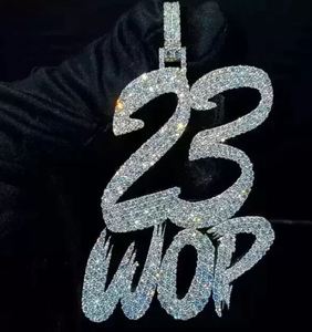 Plaqué or blanc 14 carats 3,30 ct diamant taille moissanite pendentif initial personnalisable bijoux à breloques en argent sterling 925 pour les fêtes - Product Image 4