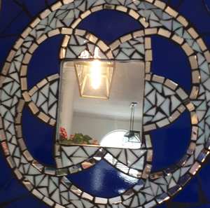 Espejo de mosaico de plata, espejo de mosaico redondo - Product Image 3