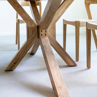Juego de Mesa de Comedor Rectangular Plegable de Madera de Acacia Sólida, Altura Ajustable, Ecológico, Muebles Modernos para Restaurante, Centro Comercial, Escuela