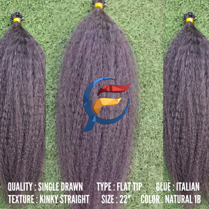 Extensions de cheveux lisses et crépus à pointes plates en kératine italienne de luxe, 100% cheveux vierges Remy humains, cuticules alignées, sans nœuds - Product Image 3