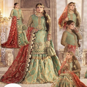 Trajes de Pantalón XS de Algodón de Alta Demanda para Mujer, Estilo Punjabi, con Botones, Decoraciones de Encaje y Cristales, 2023 - Product Image 6