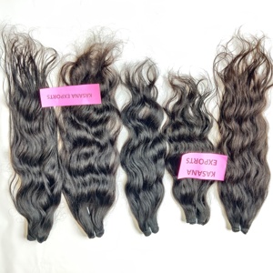 Vente en gros d'extensions indiennes brutes non transformées à ondes profondes Double trame de couleur naturelle Aucun cheveux humains de haute qualité traités au niveau des tempes - Product Image 2