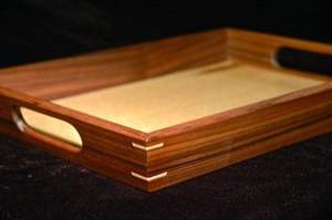 BANDEJA DE SERVICIO DE MADERA REDONDA HECHA A MANO para cocina, hogar o Hotel, artículos de estilo clásico para fiesta o servicio de comida - Product Image 6