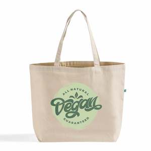 Custom Large Recycled Cotton Canvas Tote <b>Bag</b> <b>Medium</b> Size Reusable Eco-Friendly for Daily Use Food Advertising Letter Logo - Product Image 1
