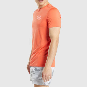 เสื้อยืดออกกำลังกายสำหรับใส่สบายและระบายอากาศได้ดีทำจากผ้าฝ้ายโพลีเอสเตอร์ลายพื้น - Product Image 3