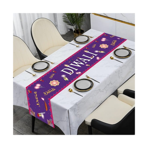 Camino de Mesa Moderno con Textura, 100% Algodón, 260 GSM, Tejido Jacquard, Ecológico, Lavable, Certificado GOTS, Suministro al por Mayor, Estampado de Bayas Beige - Product Image 4