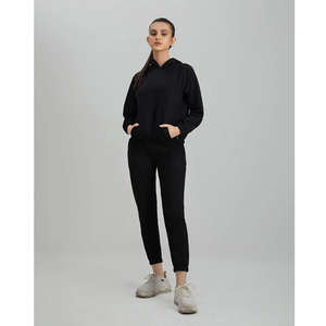 Ensemble de survêtement à capuche pour femme, motif uni, 2 pièces, pantalon de yoga et veste pour l'entraînement ou le yoga - Product Image 6